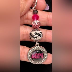 Breast cancer awareness keychain/purse bling -handmade by me